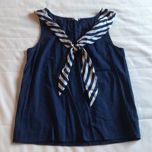 Navy Blue Sailor Sleeveless Blouse